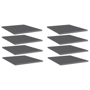Bücherregal Bretter Grau Hochglanz 40x50cm, 8er Set