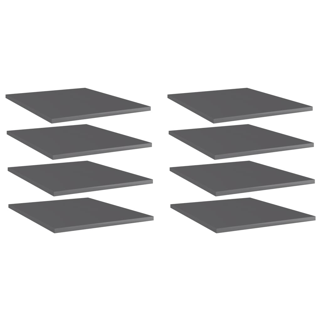 Bücherregal Bretter Grau Hochglanz 40x50cm, 8er Set
