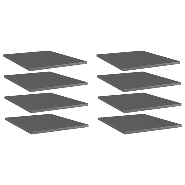Bücherregal Bretter Grau Hochglanz 40x50cm, 8er Set