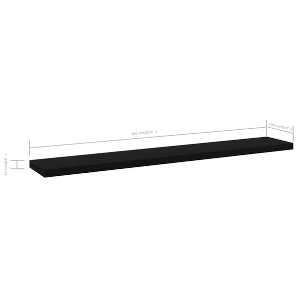 Schwarze Bücherregal Bretter, 60cm, 4er Set