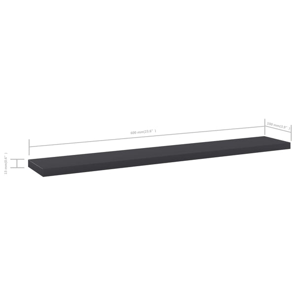 Bücherregal Bretter Grau 60x10cm 4er Set