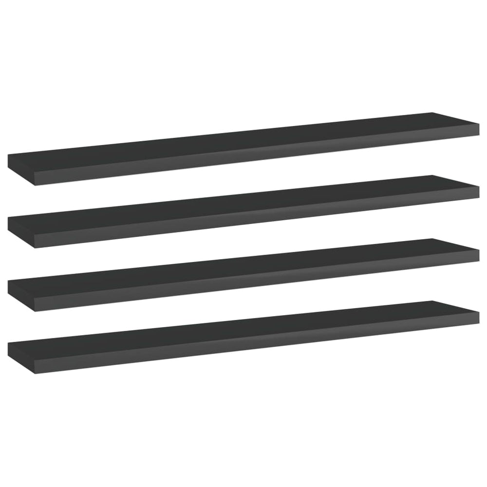 Hochglanz Schwarz Bücherregal Bretter 60cm - 4er Set