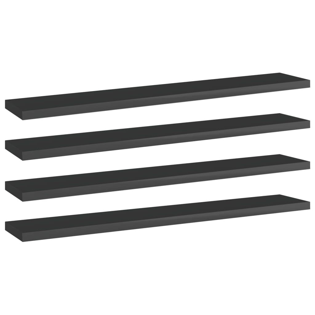 Hochglanz Schwarz Bücherregal Bretter 60cm - 4er Set