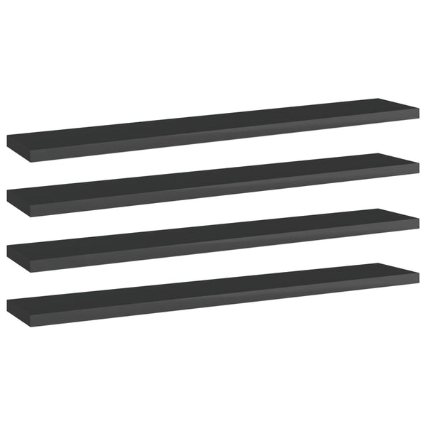 Hochglanz Schwarz Bücherregal Bretter 60cm - 4er Set