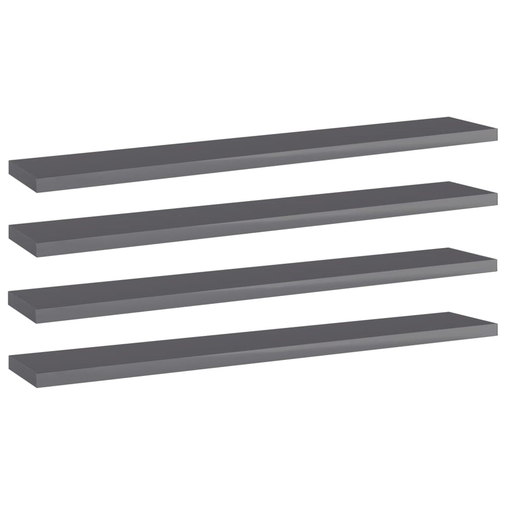 Bücherregal Bretter Hochglanz Grau 60x10 cm, 4er-Set