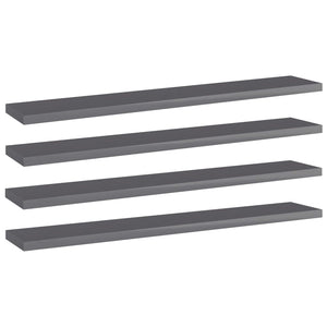 Bücherregal Bretter Hochglanz Grau 60x10 cm, 4er-Set