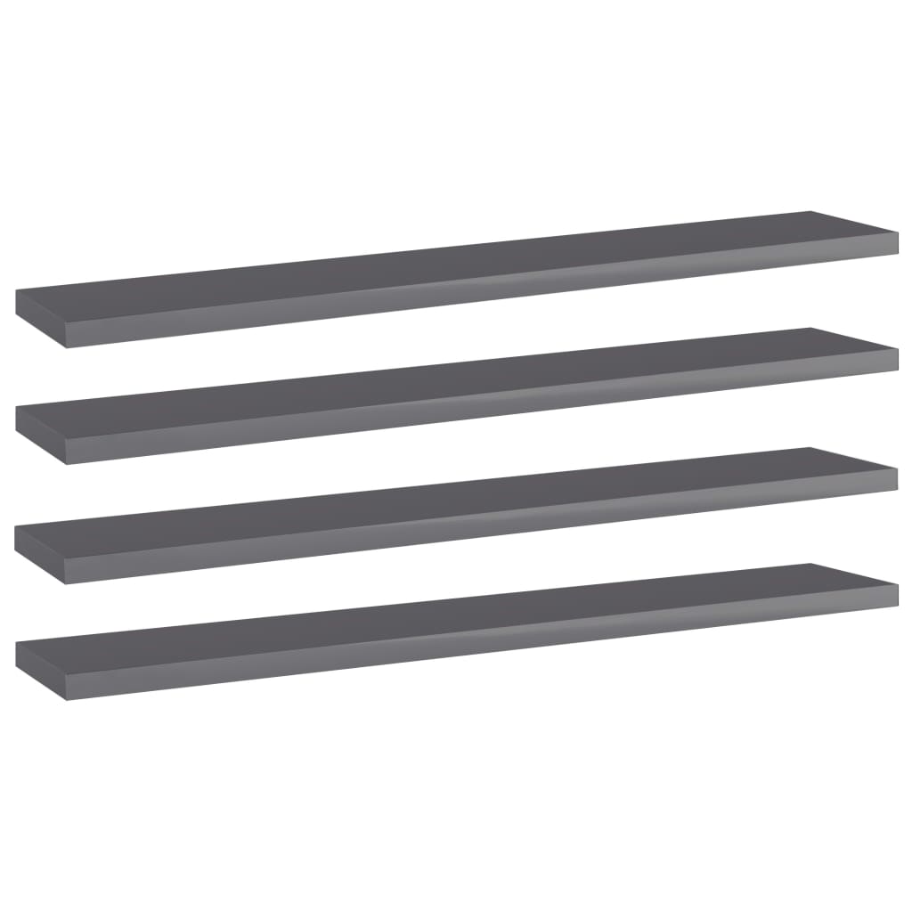 Bücherregal Bretter Hochglanz Grau 60x10 cm, 4er-Set