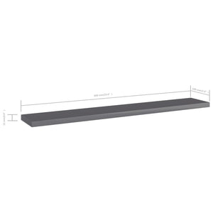 Bücherregal Bretter Hochglanz Grau 60x10 cm, 4er-Set