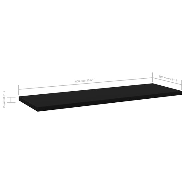 Bücherregal Bretter Schwarz 60x20 cm, 4er-Set