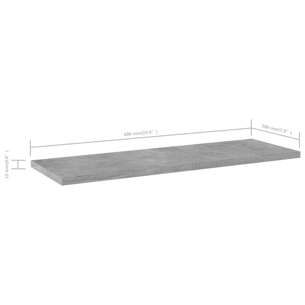 Betongraue Bücherregal Bretter, 60x20cm, 8er Set