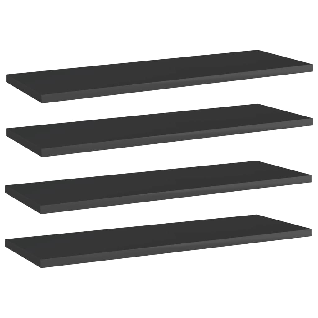 Regalbretter Schwarz Hochglanz 60x20 cm, 4er Set