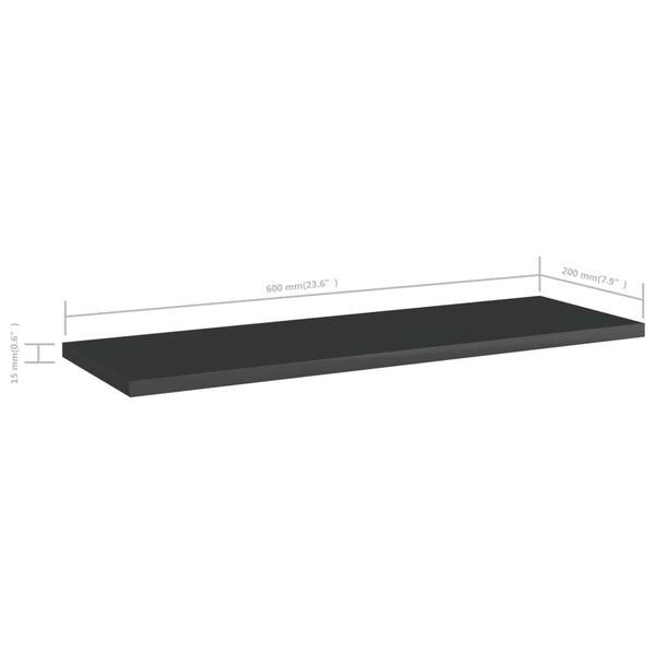 Regalbretter Schwarz Hochglanz 60x20 cm, 4er Set
