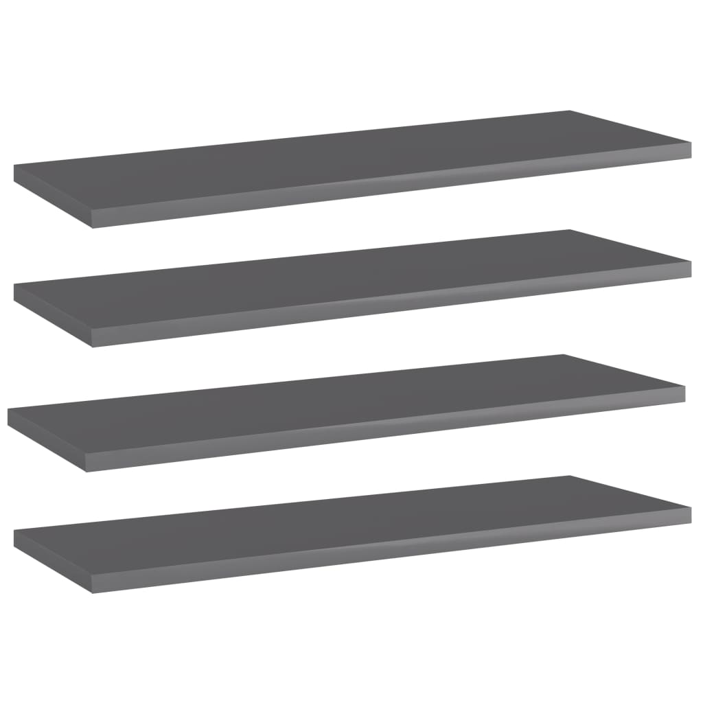 Bücherregal Bretter Hochglanz Grau 60x20cm, 4er Set