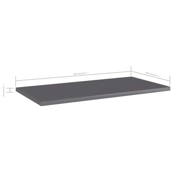 Bücherregal Bretter Hochglanz Grau 60x30 cm, 4er Set