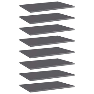 Regalbretter Hochglanz Grau 60x40 cm, 8er-Set