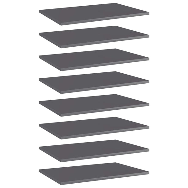 Regalbretter Hochglanz Grau 60x40 cm, 8er-Set