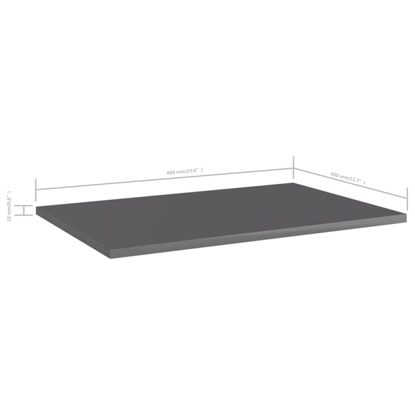 Regalbretter Hochglanz Grau 60x40 cm, 8er-Set