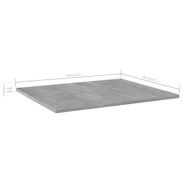 Betongraue Bücherregal-Bretter, 60x50 cm, 4er-Set