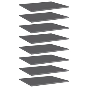 Bücherregal Bretter Grau Hochglanz 60x50 cm, 8er-Set