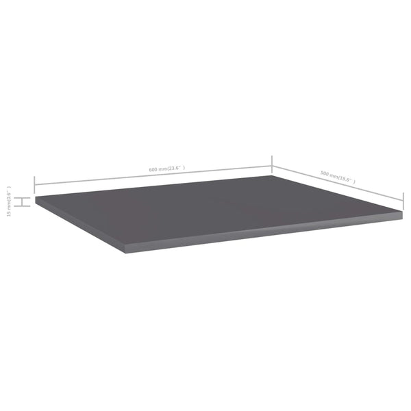 Bücherregal Bretter Grau Hochglanz 60x50 cm, 8er-Set
