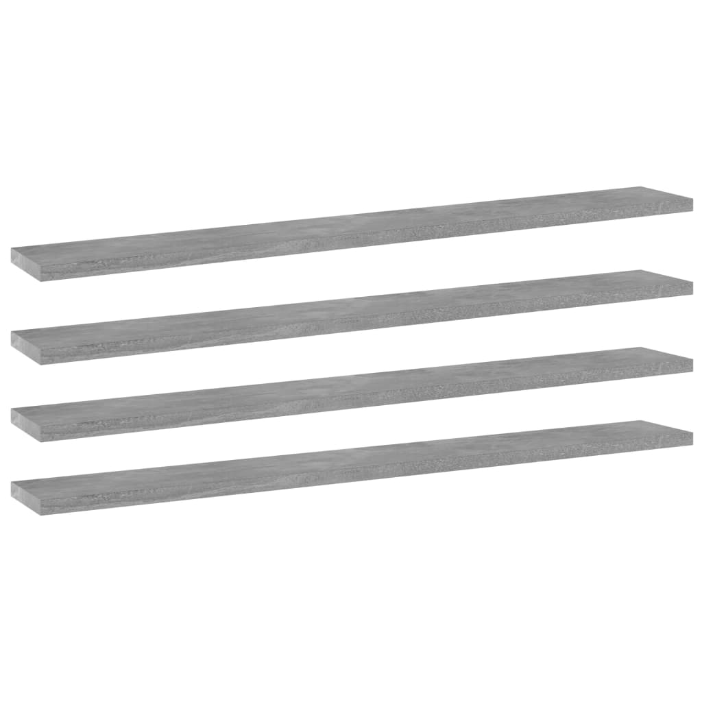 Betongraue Bücherregal-Bretter, 4er-Set
