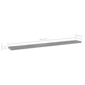 Betongraue Bücherregal-Bretter, 4er-Set