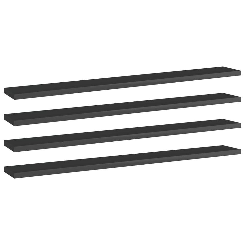 Hochglanz Schwarz Bücherregal-Bretter 80cm, 4er Set