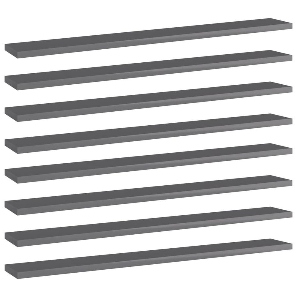 Bücherregal Bretter Hochglanz Grau 80x10cm, 8er Set