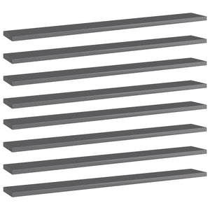 Bücherregal Bretter Hochglanz Grau 80x10cm, 8er Set