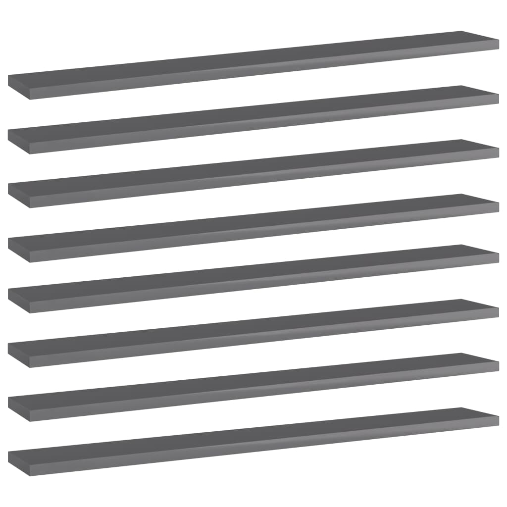 Bücherregal Bretter Hochglanz Grau 80x10cm, 8er Set