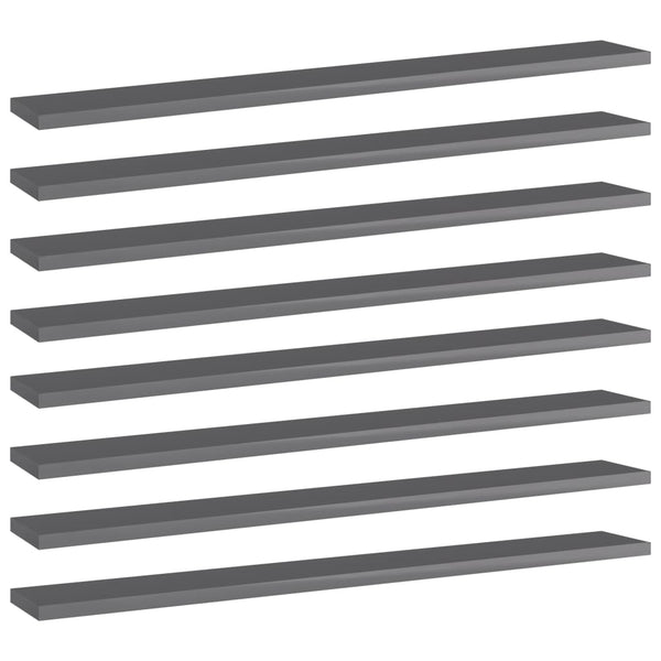 Bücherregal Bretter Hochglanz Grau 80x10cm, 8er Set