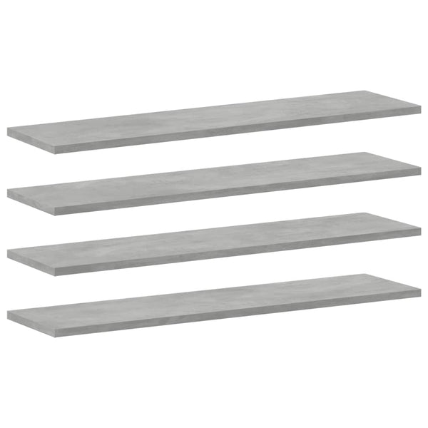Betongraue Bücherregal-Bretter, 4er-Set