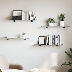 Betongraue Bücherregal-Bretter, 4er-Set