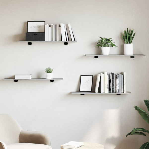 Betongraue Bücherregal-Bretter, 4er-Set