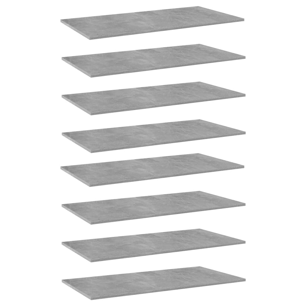 Betongraue Bücherregal-Bretter, 8er-Set