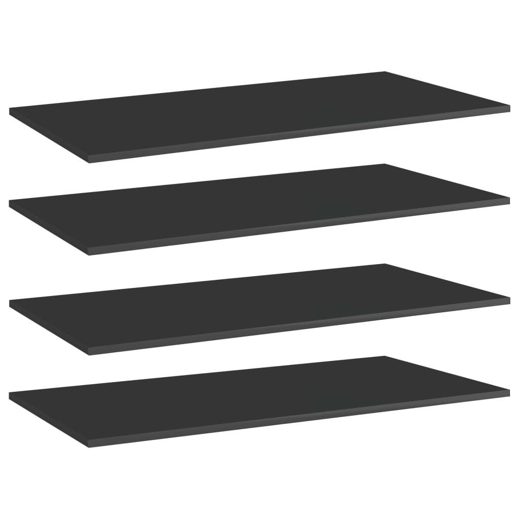 Hochglanz Bücherregal Bretter Schwarz 80cm - 4er Set