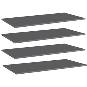 Regalbretter Hochglanz Grau 80x20 cm, 4er-Set