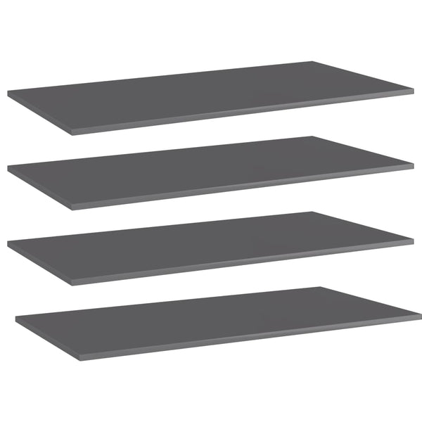 Regalbretter Hochglanz Grau 80x20 cm, 4er-Set