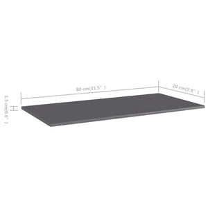 Regalbretter Hochglanz Grau 80x20 cm, 4er-Set