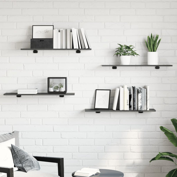Bücherregal Bretter Hochglanz Grau 80x20cm, 8er Set
