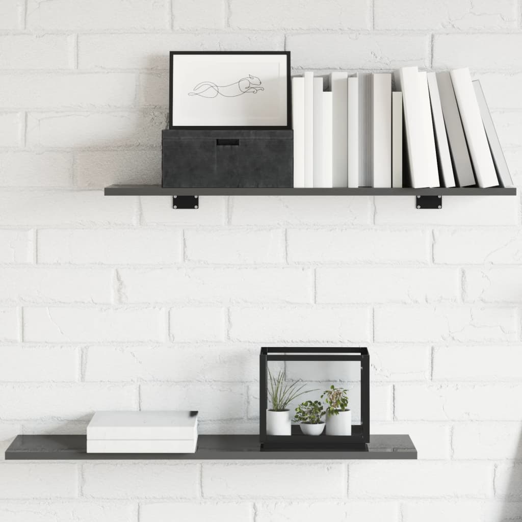 Bücherregal Bretter Hochglanz Grau 80x20cm, 8er Set