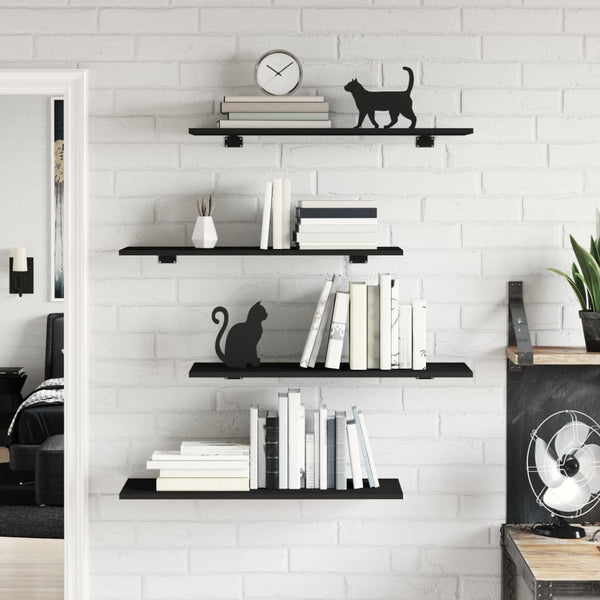 Bücherregal Bretter Schwarz 80x30 cm, 4er Set