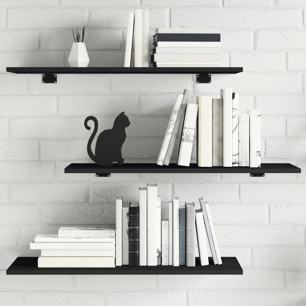 Bücherregal Bretter Schwarz 80x30 cm, 4er Set
