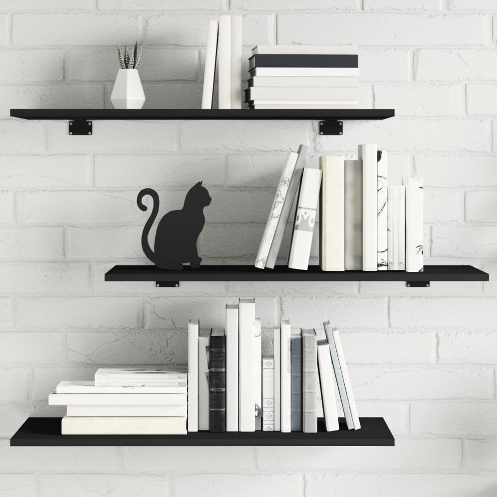 Bücherregal Bretter Schwarz 80x30 cm, 4er Set