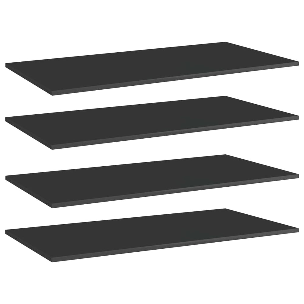 Bücherregal Bretter Hochglanz Schwarz 4er-Set