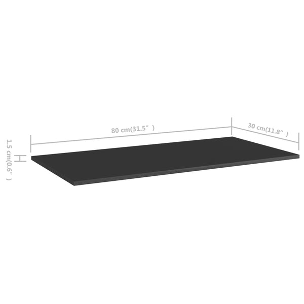 Bücherregal Bretter Hochglanz Schwarz 4er-Set
