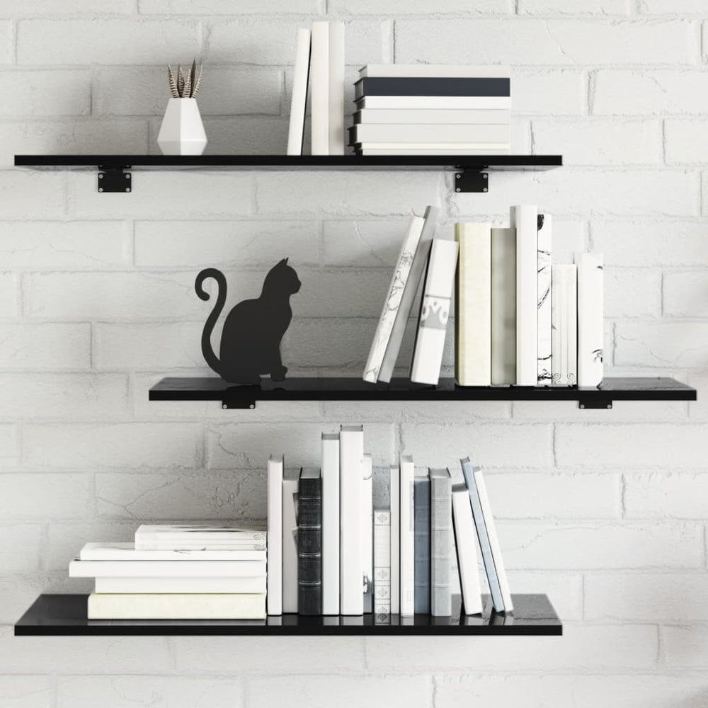 Regalbretter, Hochglanz Schwarz, 80x30 cm, 8er-Set
