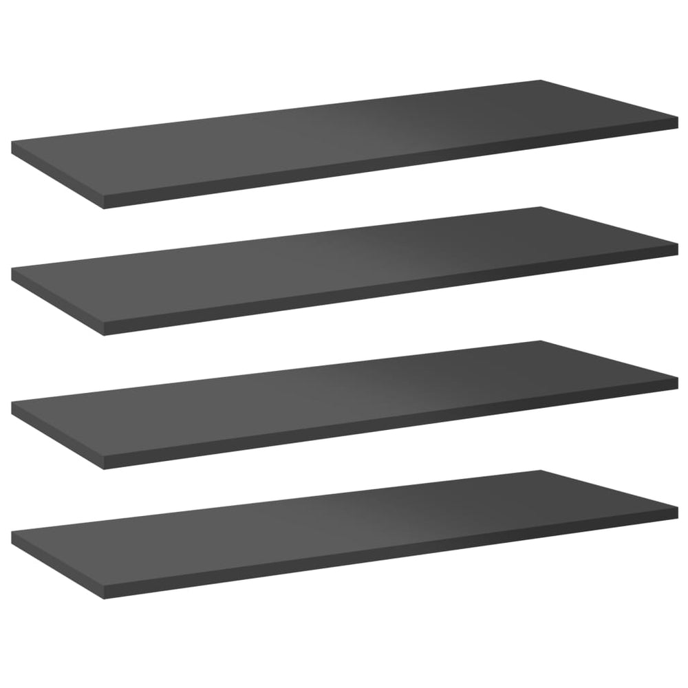 Bücherregal Bretter Hochglanz Grau 80x30 cm, 4er-Set