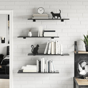 Bücherregal Bretter Hochglanz Grau 80x30 cm, 4er-Set