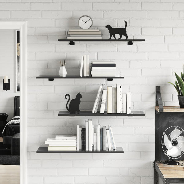 Bücherregal Bretter Hochglanz Grau 80x30 cm, 4er-Set